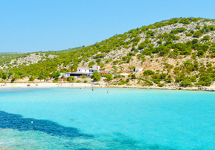 Platys Gialos beach at Lipsi in the Dodecanese.