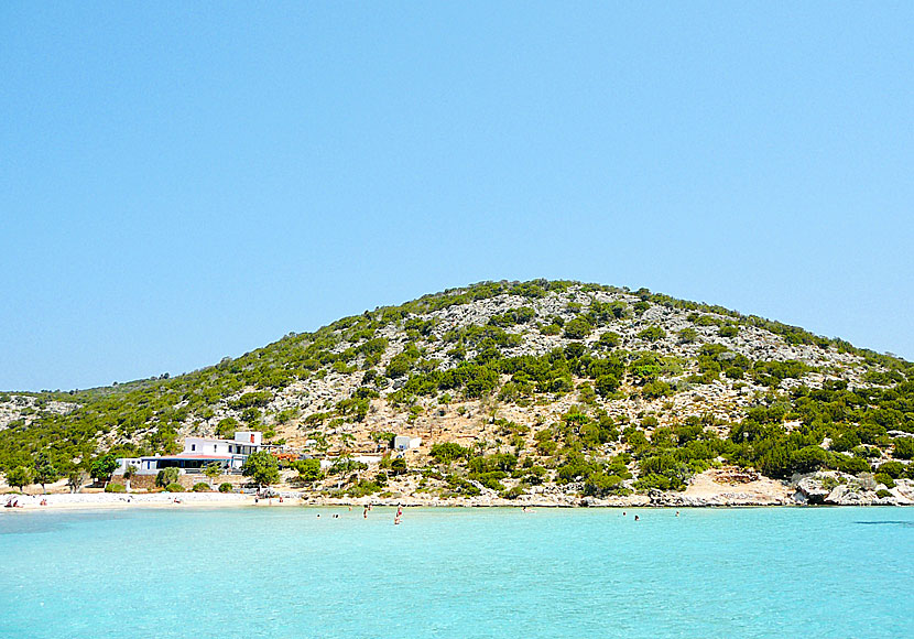 The best beaches on Lipsi. Platys Gialos beach.