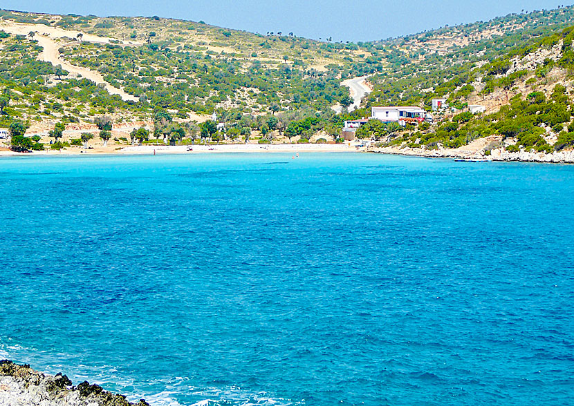 Platys Gialos beach on Lipsi in Greece.