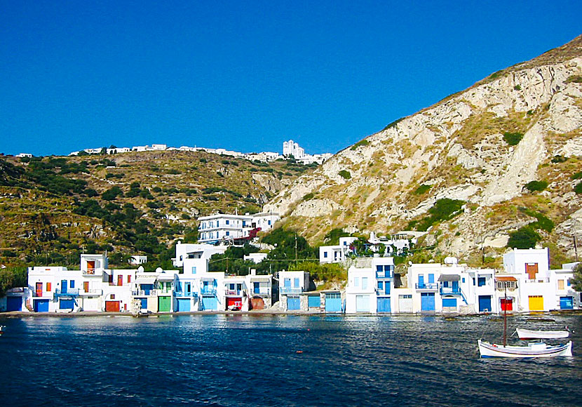 The villages of Klima and Tripiti on Milos in the Cyclades.