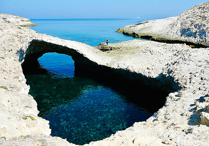 Kapros rock beach close to Papafragas in Milos.