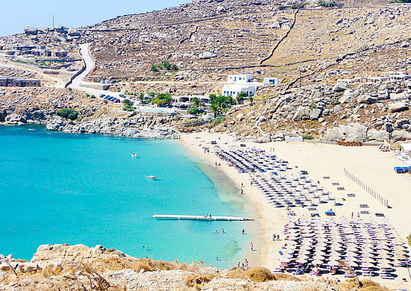 Super Paradise beach on Mykonos in Greece.