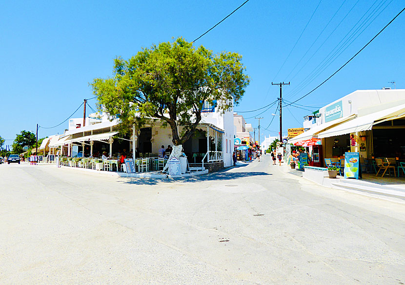 The beach promenade and the main street of Agios Prokopios on Naxos.