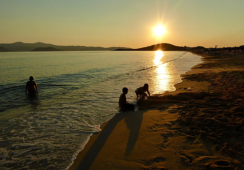 Sunset in Agios Prokopios beach in Naxos.