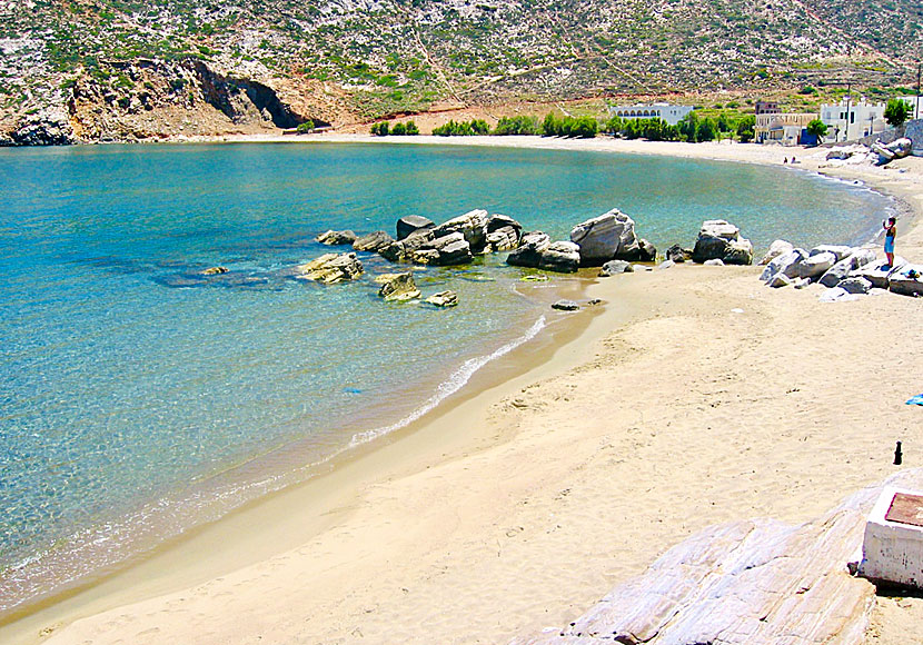 The long beach of Apollonas on the island of Naxos in the Cyclades