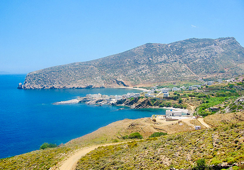 The village of Apollonas on northern Naxos in Greece.