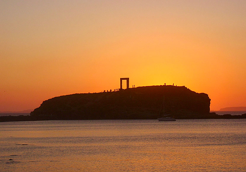 The sunset from Portara in Naxos town.