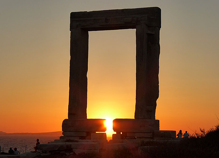Sunset at Portara in Naxos town.