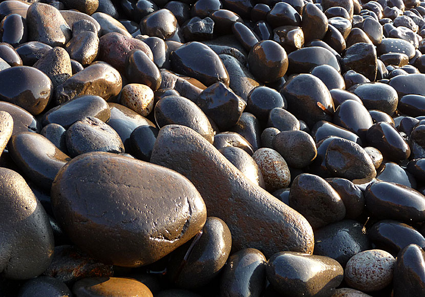 The beautiful pebbles at the beach of Hohlaki on Nisyros in Greece.