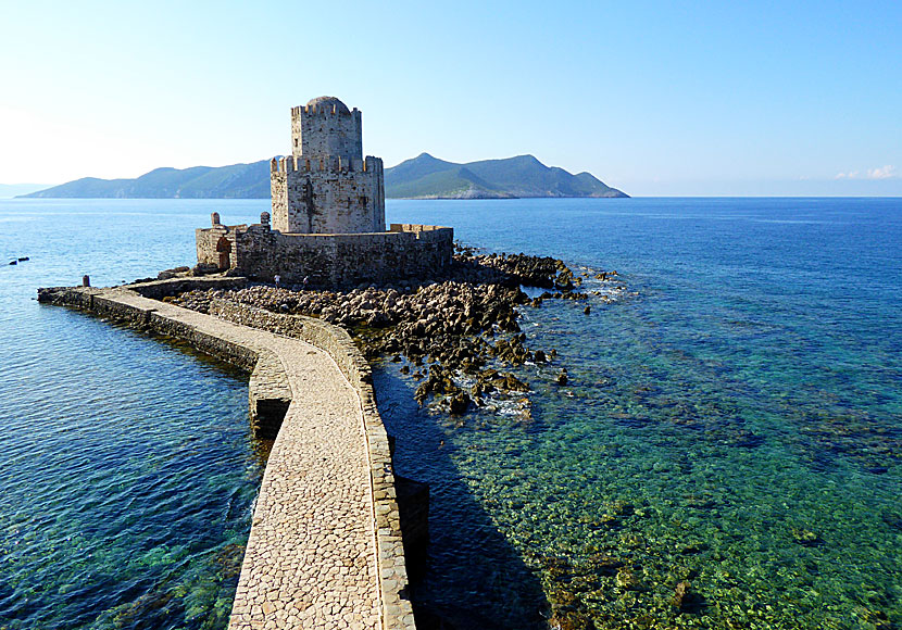 The small island of Bourtzi with the octagonal tower of the Castle of Methoni in the Peloponnese.