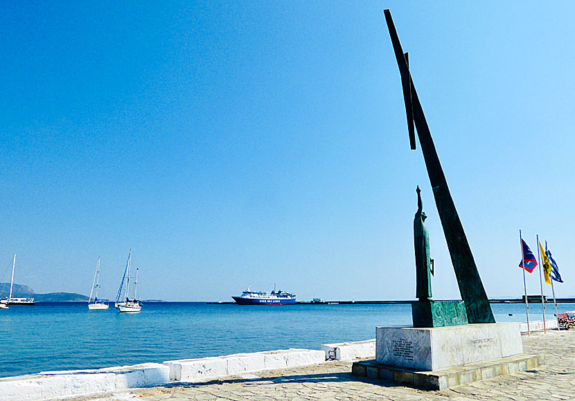 Pythagoras and his right-angled triangle in Pythagorion on Samos in Greece.