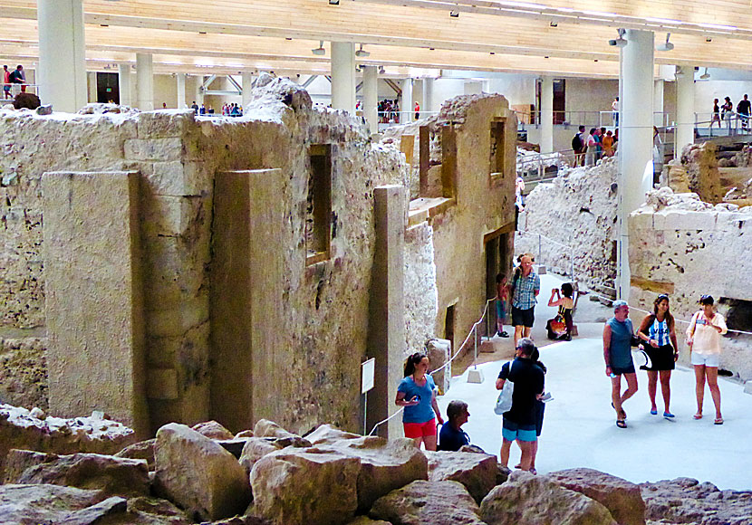 The excavations at Akrotiri on Santorini in the Cyclades.