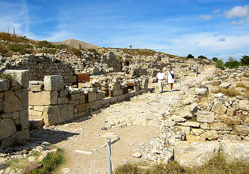 The ruins of Ancient Thira on Santorini in the Cyclades.