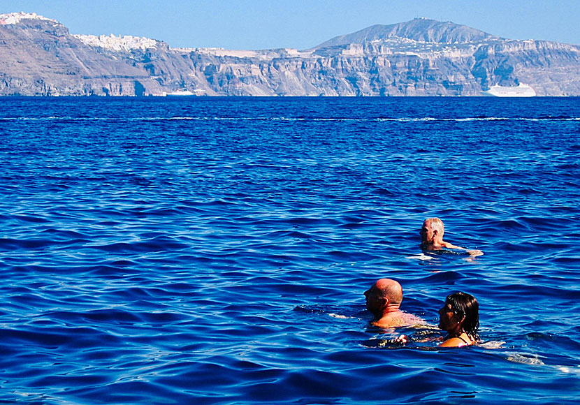 On Santorini, you can dive and snorkel above the sunken city of Atlantis.