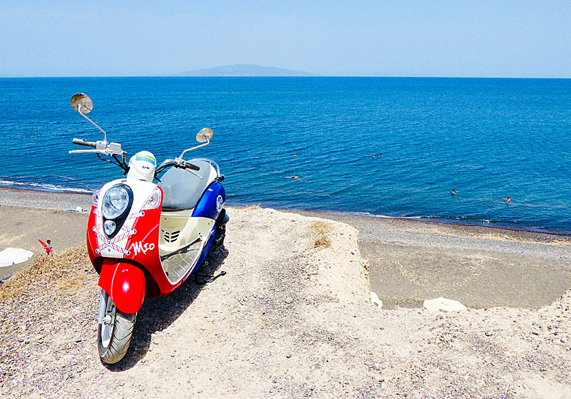Drive a moto bike, car and quad bike to the beaches of Santorini.