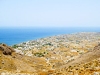 The village Perissa on Santorini.