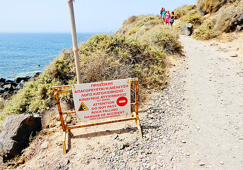 Red beach is sometimes closed due to the risk of falling stones and stones
