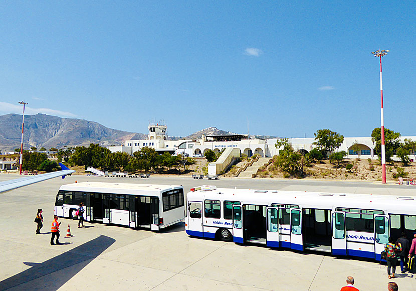 The airport of Santorini in the Cyclades.