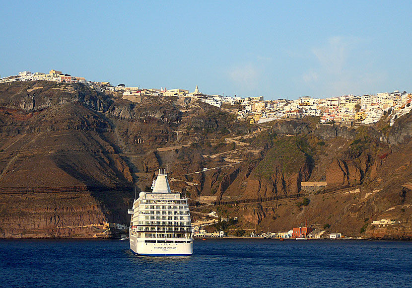 Fira as seen from the Caldera in Santorini.