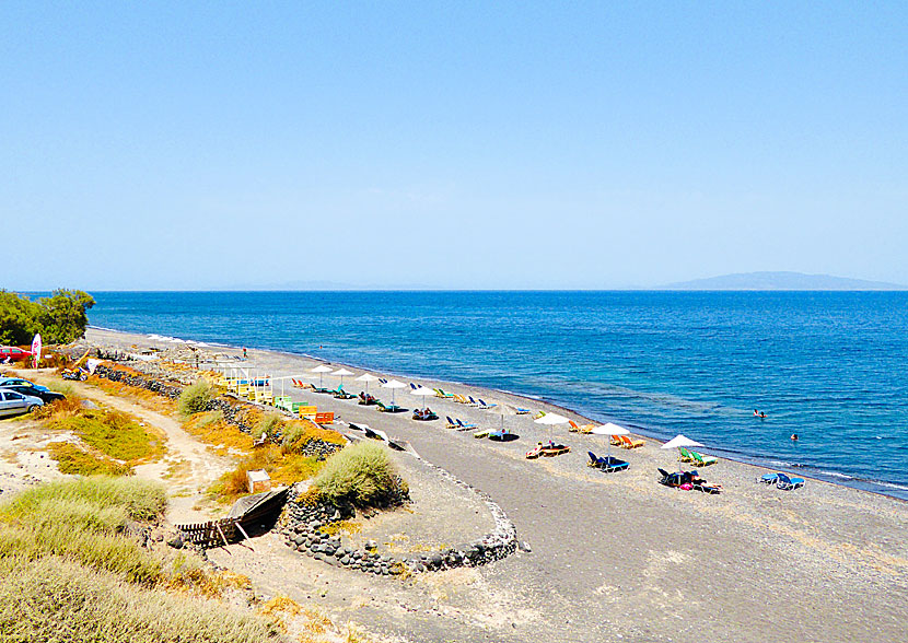 The best beaches in Santorini. Paradisos beach. 