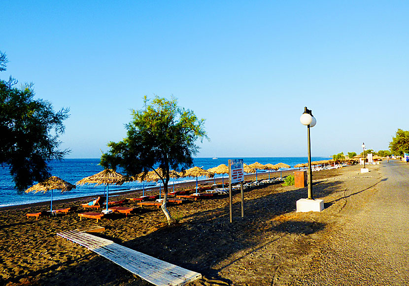 Part of the seafront promenade in Perivolos on Santorini.