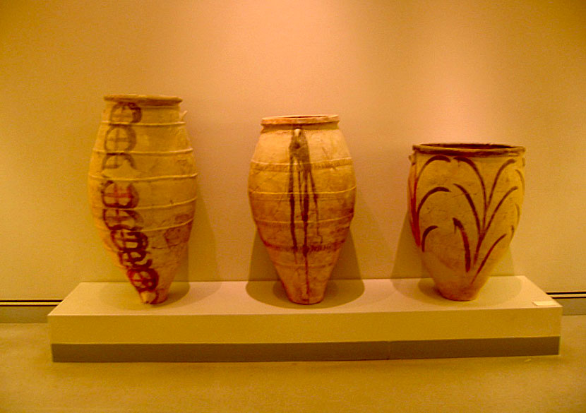 Unique ceramic vases and amphorae from Akrotiri can be found in the Archaeological Museum of Fira in Santorini.