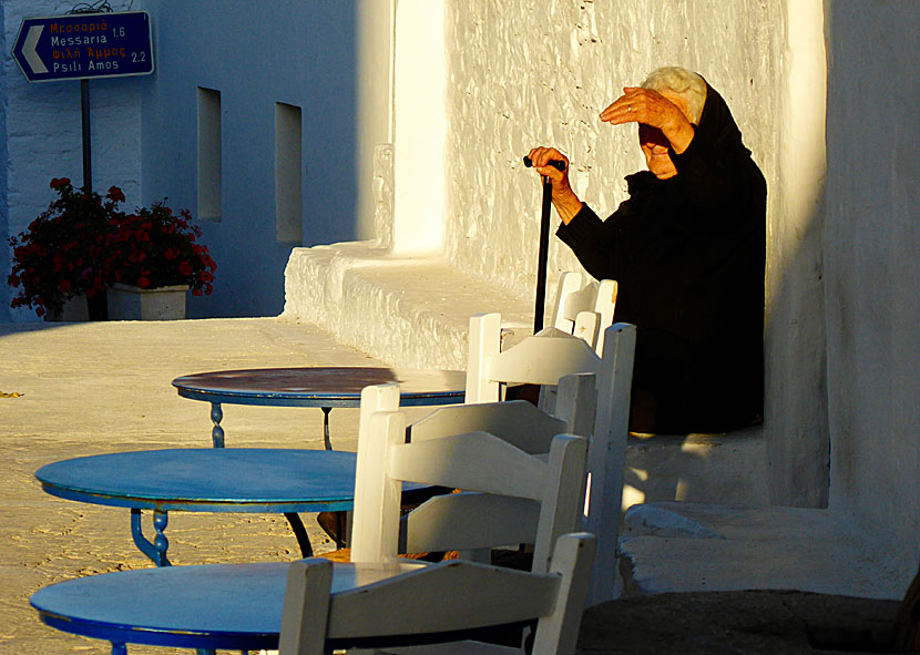 The cute elderly lady Margarita on Schinoussa in the Cyclades.