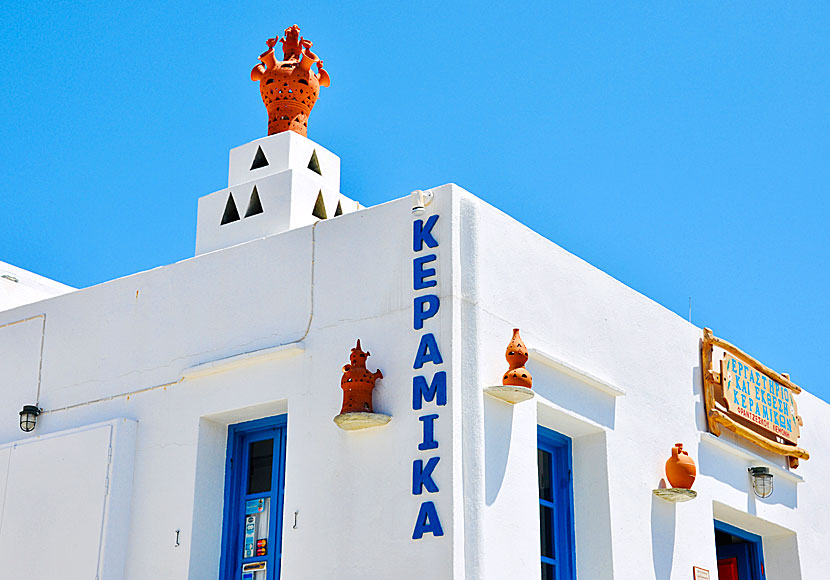 Ceramic Sifnos chimneys are very popular in the Cyclades.