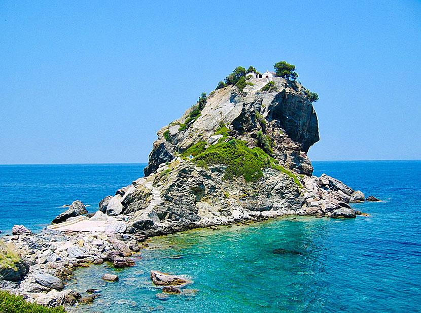 Don't miss Mamma Mia Church when you travel to Glossa on Skopelos.