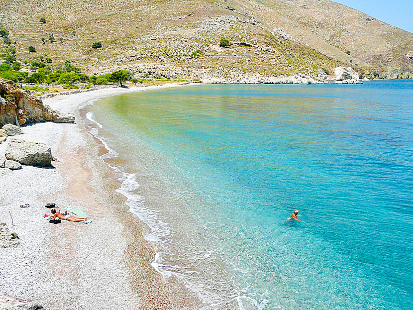 Lethra beach on Tilos in Greece.
