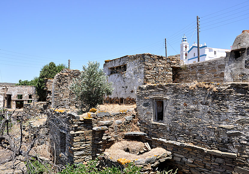The abandoned village of Monastiri. Tinos,.