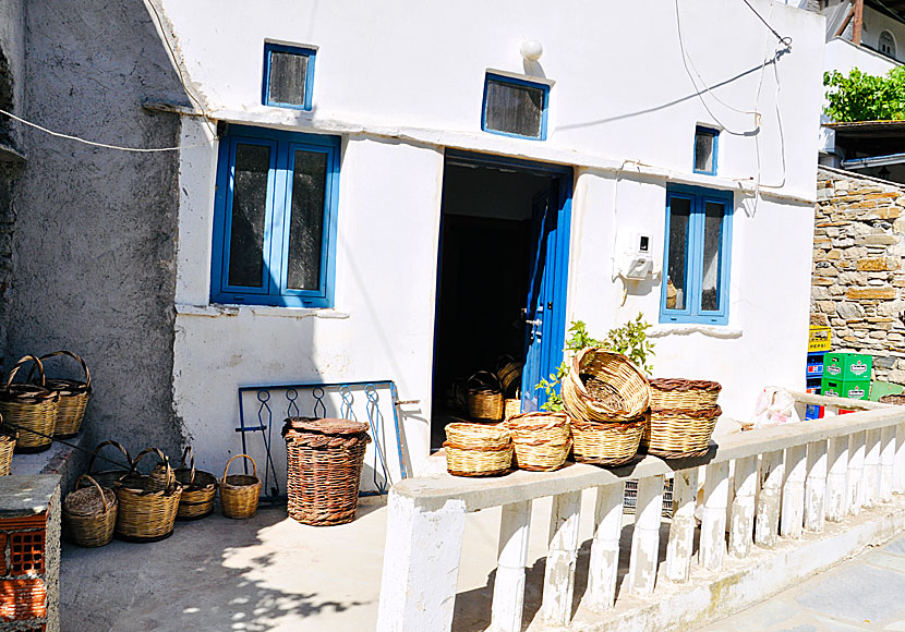 Basket-makers shops in Volax on Tinos in Greece