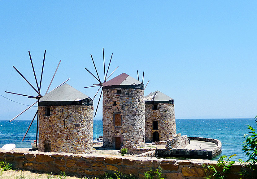 The famous windmills between Chios town and Vrontados in Greece.