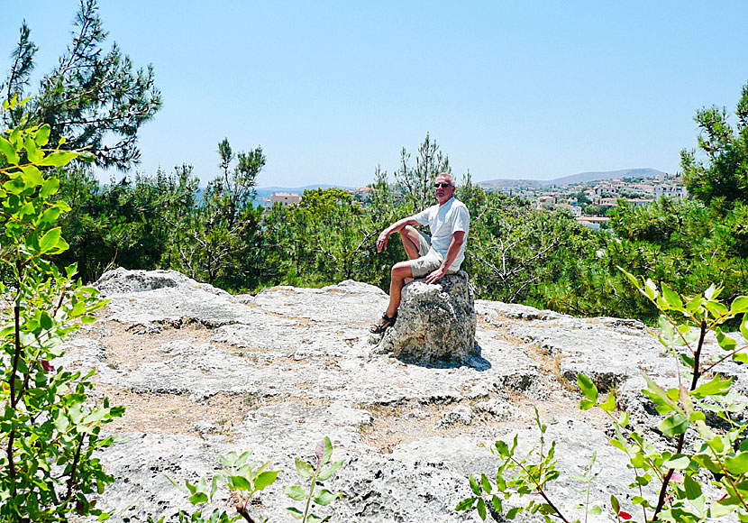 The Daskalopetra rock in Vrontados on Chios where Homer sat and thought. It is said that Homer was born on Chios.
