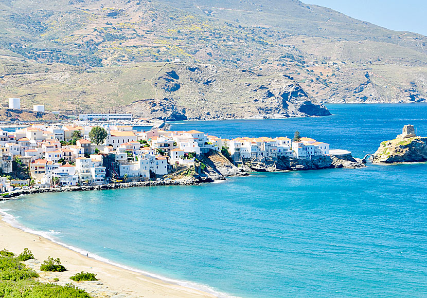 Chora and the beach in Andros Town.