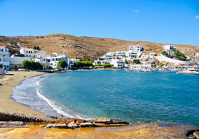 The beach and hot springs in Loutra on Kythnos.