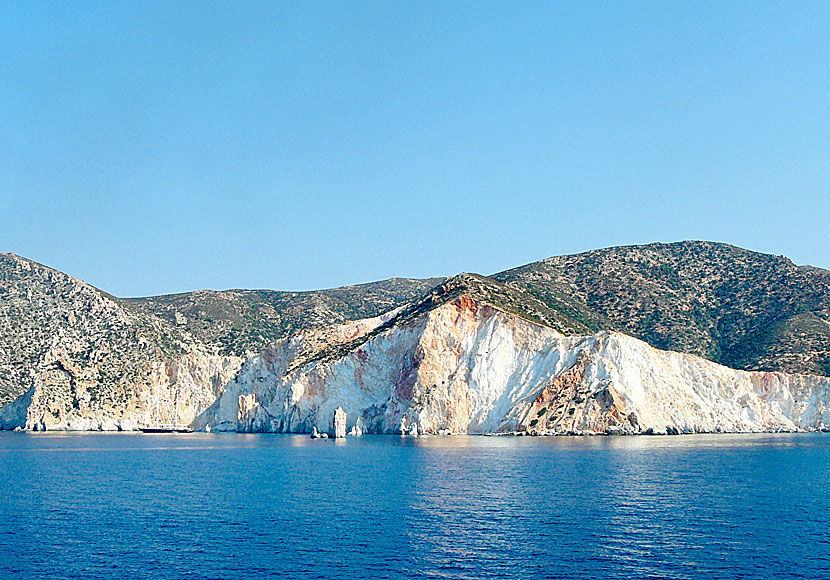 Excursion boats go to the small island of Polyaigos outside Kimolos.