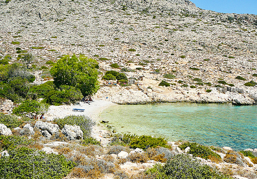 The beaches of Kania, Yiali, Duo Yiali and Areta on the island of Chalki near Rhodes.