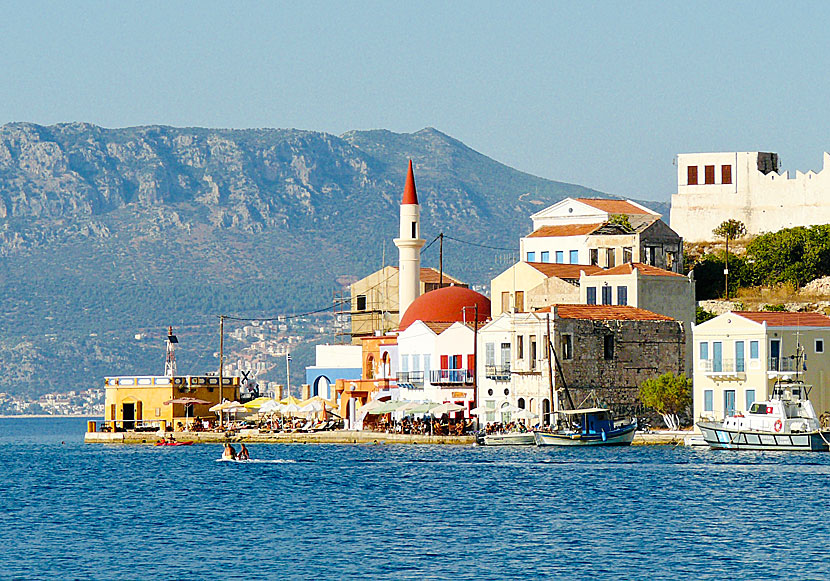 The mosque and minaret of Megisti on Kastellorizo survived the Second World War.