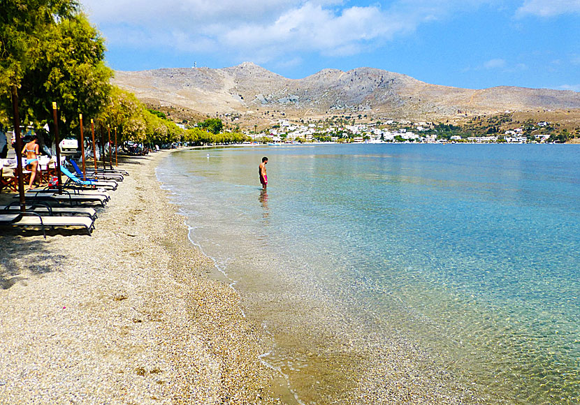 The long beach in Alinda is one of Leros most popular beaches.
