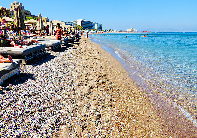 Elli beach in Rhodes town in the Dodecanese.