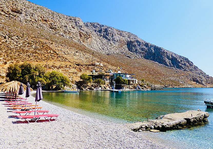 In the small bay of Palionisos on Kalymnos in Greece there is a nice beach and good restaurants.
