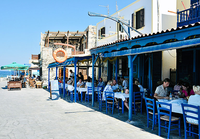 Good tavernas and restaurants in the village of Mandraki on the island of Nisyros in Greece.
