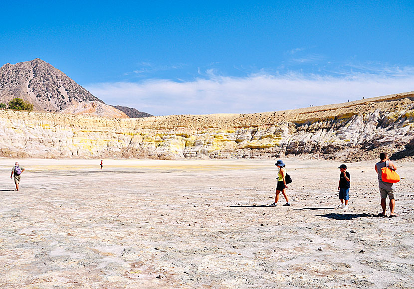 The giant crater and caldera Stefanos in the volcano of Nisyros in Greece.