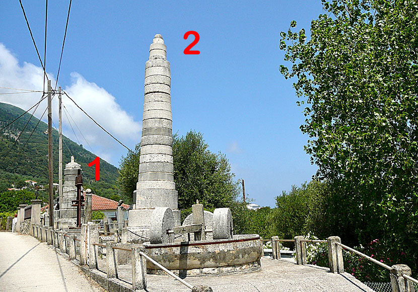 Obelisks and other strange monuments in the village of Kolieri on Ithaca.