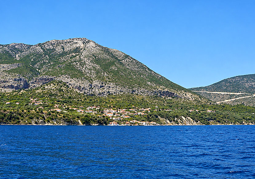 The village of Kalamos seen from the sea.