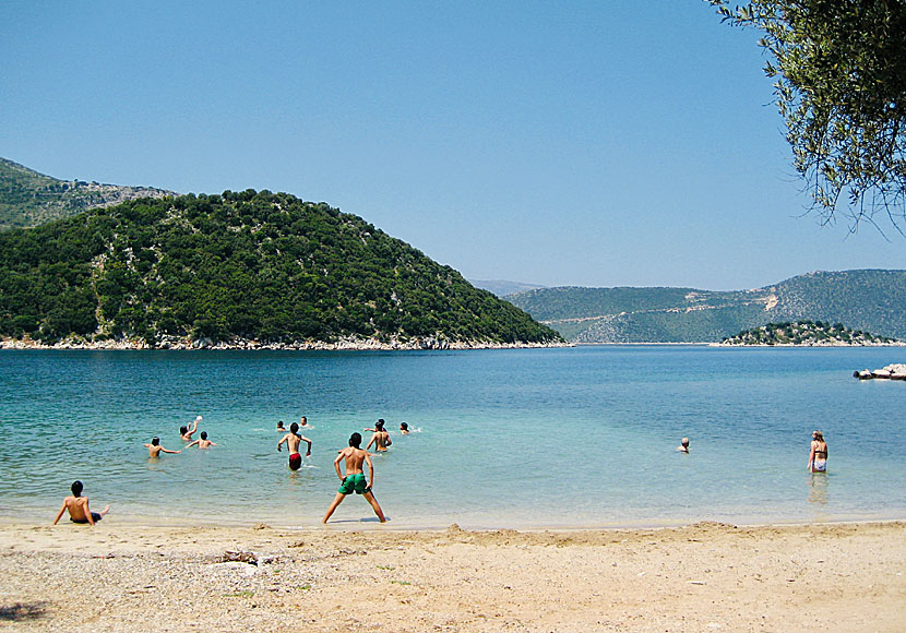 Loutsa beach just north of Vathy on Ithaca.