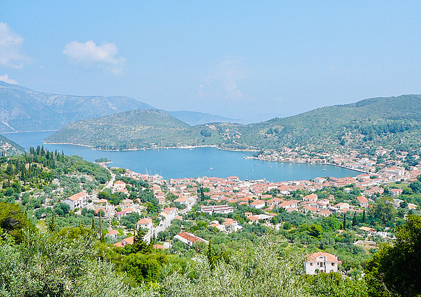 The beautiful village of Vathy on Ithaca with Lazaretto island in the background.