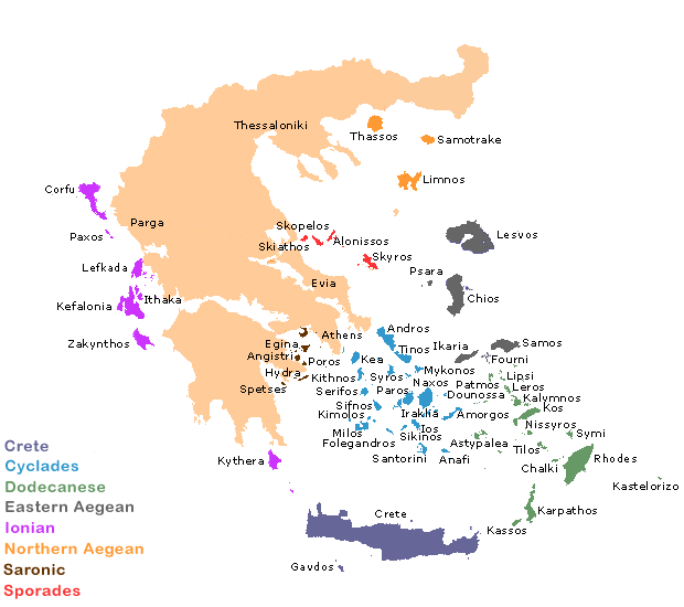 Map of the Greek mainland, Parga and the Peloponnese. 