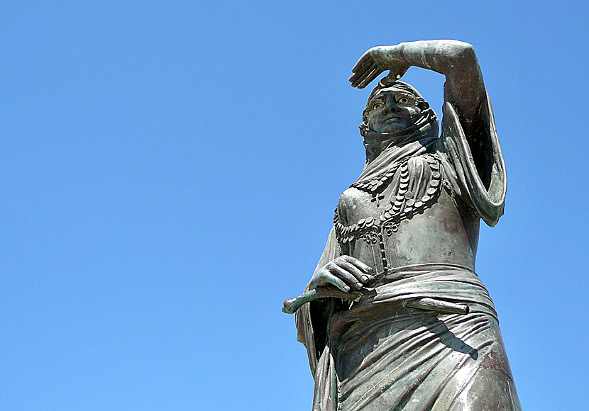 Statue of freedom heroine Laskarina Bouboulina on the island of Spetses in the Saronic Greek archipelago.